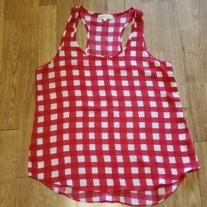Eight Sixty flowy red/white gingham tank L